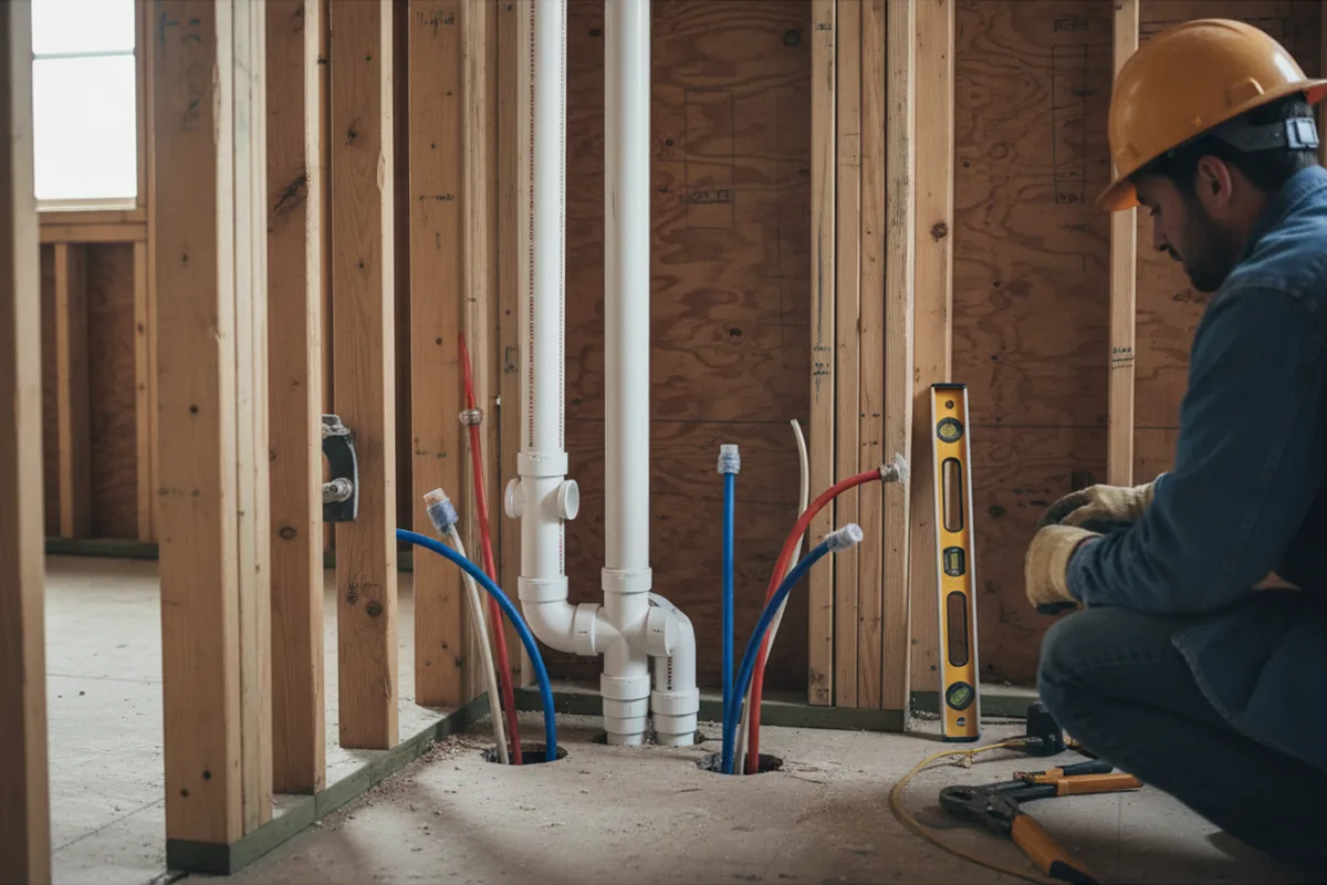 Drain and supply rough-in during Leak Detection in Berlin